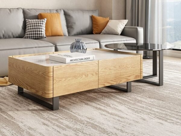 ترابيزة قهوة مع طاولة دائرية مزدوجة