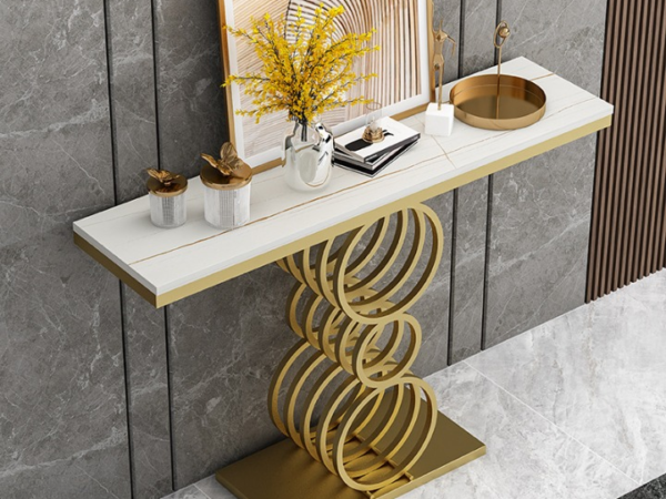 كونسول بأرجل ذهبية بتصميم مودرن