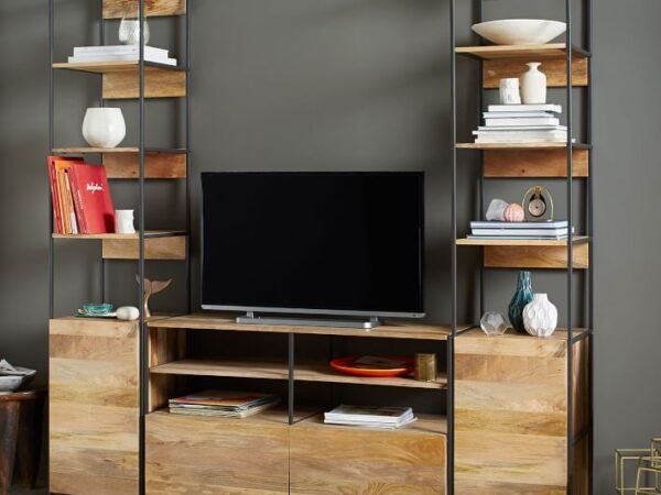 طاولة تلفاز خشب هندسي بتصميم أنيق لمنزلك