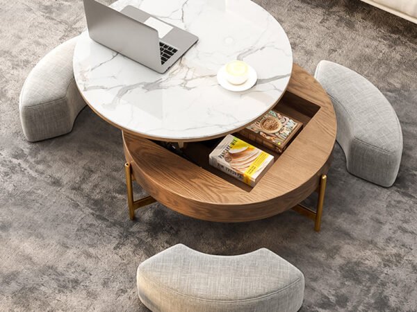 ترابيزة مستديرة مع 3 مقاعد دائرية