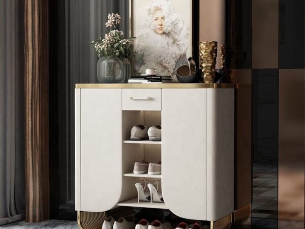 خزانة أحذية أنيقة بقاعدة معدنية بتصميم اروربي