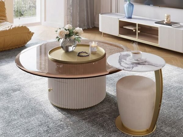 طاولة قهوة مزدوجه مع مقعد