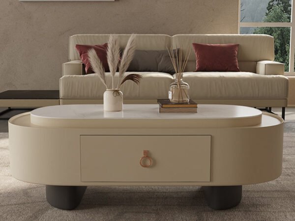 ترابيزة قهوة بيضاء مع أدراج