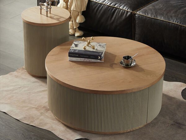 ترابيزة قهوة خشبية مزدوجة بتصميم راقي