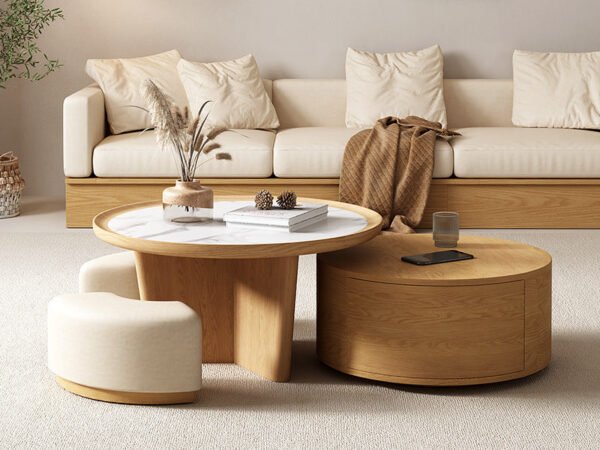 طاولة قهوة مع مقعدين داخليين