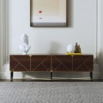 أفخم طاولة تلفاز من خشب هندسي