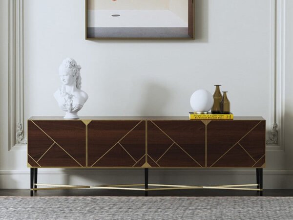 أفخم طاولة تلفاز من خشب هندسي