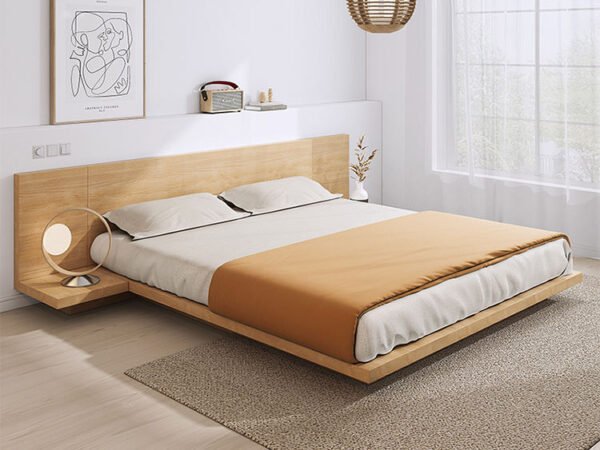 سرير خشبي عصري بتصميم ياباني
