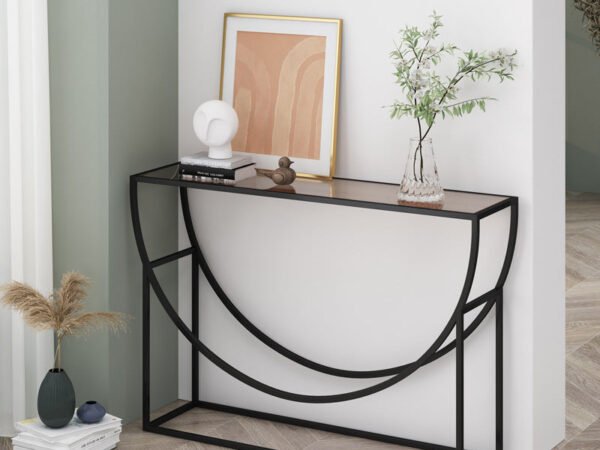 كونسول دائري بسطح زجاجي