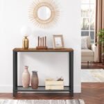 كونسول معدني بسطح خشبي