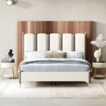 ⁦سرير جلد فاخر مضلع من الظهر⁩ - الصورة ⁦4⁩