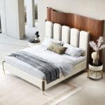 ⁦سرير جلد فاخر مضلع من الظهر⁩ - الصورة ⁦2⁩