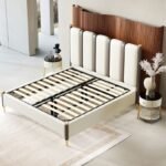 ⁦سرير جلد فاخر مضلع من الظهر⁩ - الصورة ⁦3⁩