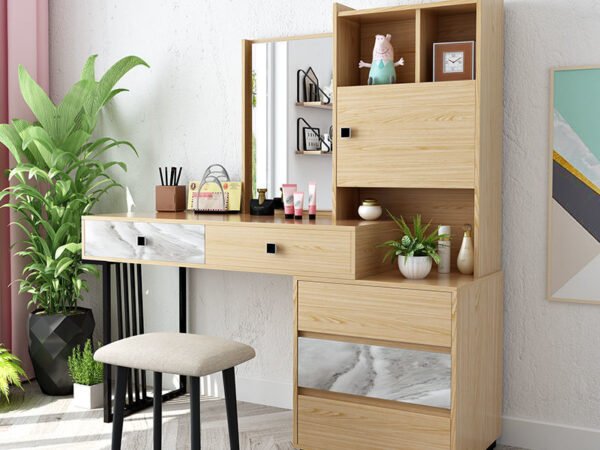 تسريحة بارفف تخزين مع مقعد