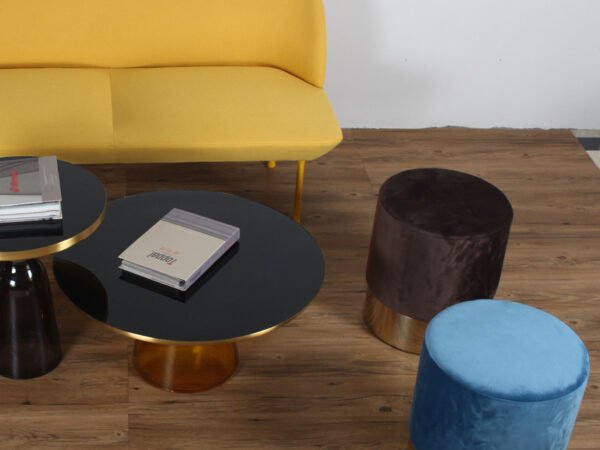 بوف دائري من استيل مذهب بتصميم فريد