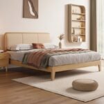 سرير خشبي بضهر جلد مع 2 كومودينة - الصورة 2