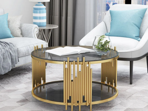 ترابيزة قهوة من الستيل المذهب بتصميم إيطالي