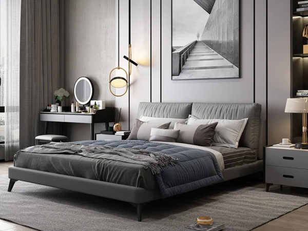 سرير جلد من تصميم ايطالي فاخر 