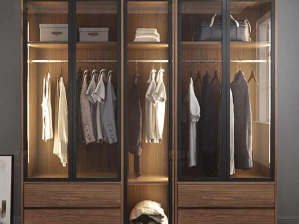 دولاب ملابس بتصميم زجاجي