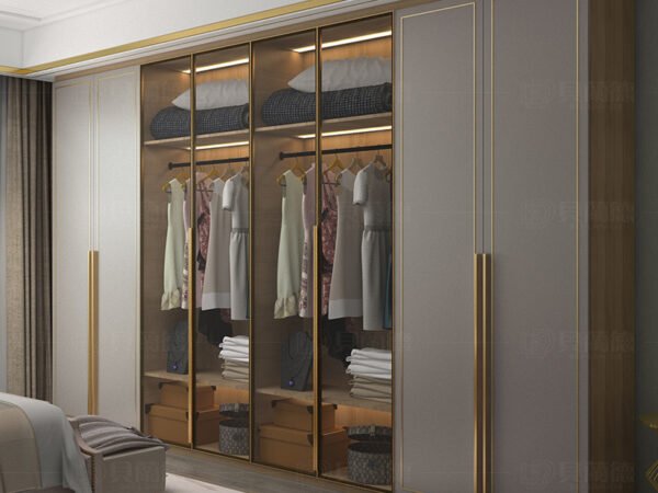 دولاب ملابس فاخر بتصميم زجاجي أنيق