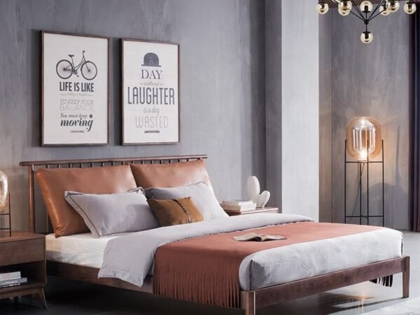 سرير بتصميم كلاسيكي جلد ايطالي