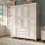 دولاب ملابس أبيض بتصميم كلاسيك