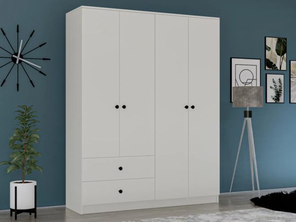 دولاب ابيض مع أدراج سفلية