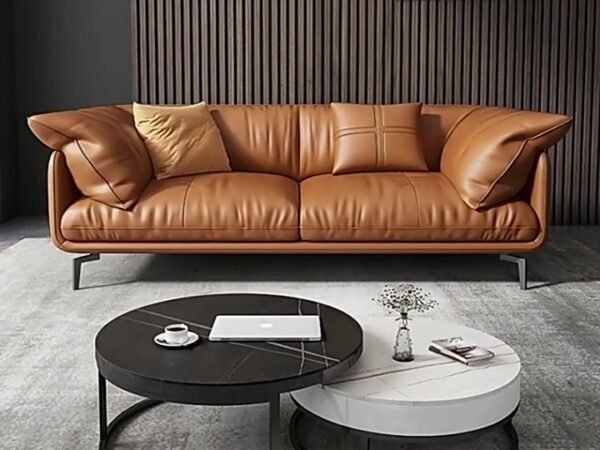 كنبة جلد موردن بتصميم شيك