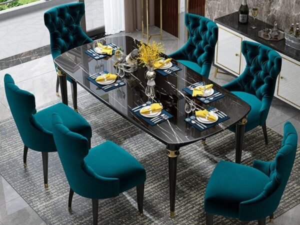 طقم طاولة طعام رخام بتصميم ايطالي فاخرة