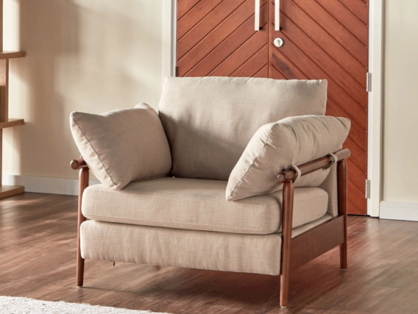 فوتيه من قماش بمساند ذراعين 