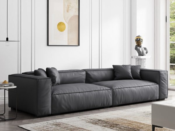 كنبة جلد فاخرة بتصميم عصري