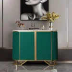 ⁦طاولة كونسول مزخرفة بقاعدة معدنية وسطح رخام⁩ - الصورة ⁦5⁩