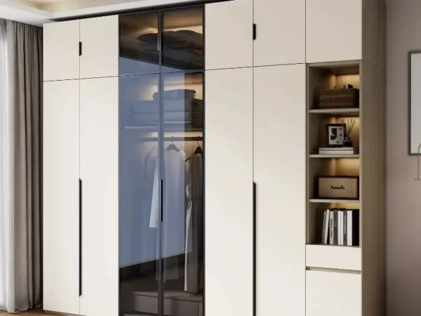 خزانة ملابس مميزة مع زجاج شفاف متعددة اماكن التخزين