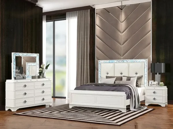 طقم غرفة نوم بلمسة كرستالية فخمة