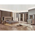 غرفة نوم بلمسات فاخرة و اضاءات مميزة